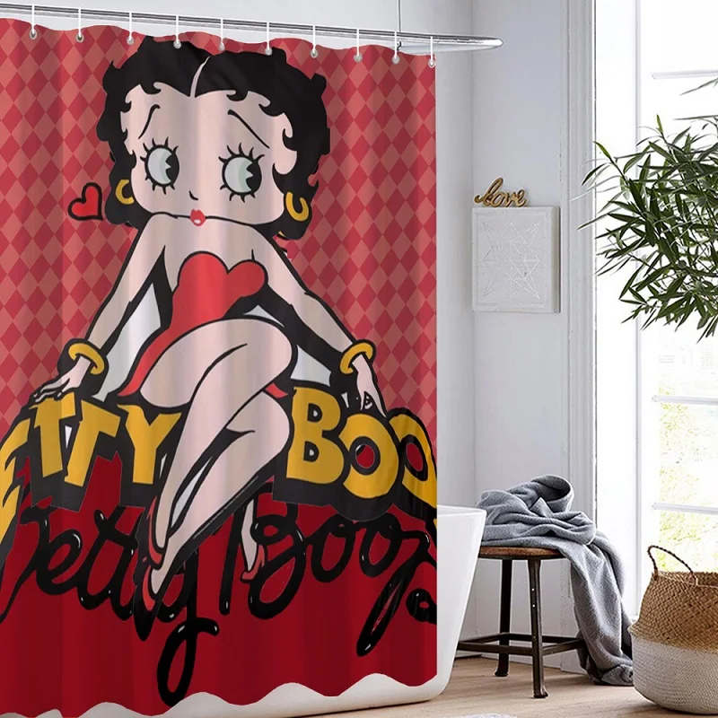 etik Skyldig parti På tilbud! Betty boop tegnefilm rød dame badeforhæng vandtæt polyester stof  vaskbar badeværelse gardin-skærm med kroge tilbehør < engros \  Trekloeveret.dk