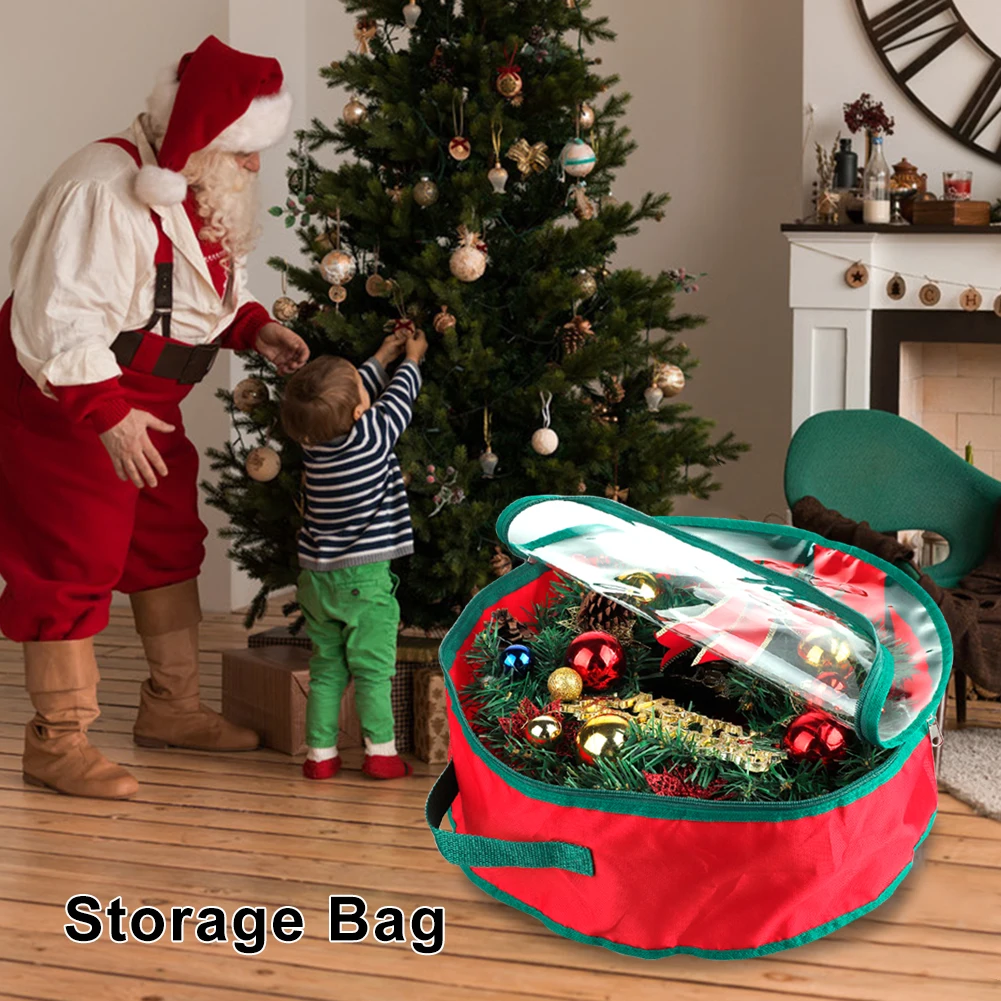 På tilbud! Foldbar taske xmas krans opbevaringspose krans taske til opbevaring af juletræ garland hjem opbevaring Home Storage & Organisation \ Trekloeveret.dk