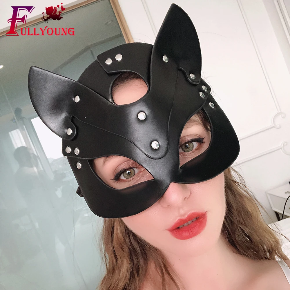 På Fullyoung læder maske sexet cosplay catwoman masker kvinder sort voksen spil halloween, karneval fest kostume < Kvindernes dragt \ Trekloeveret.dk