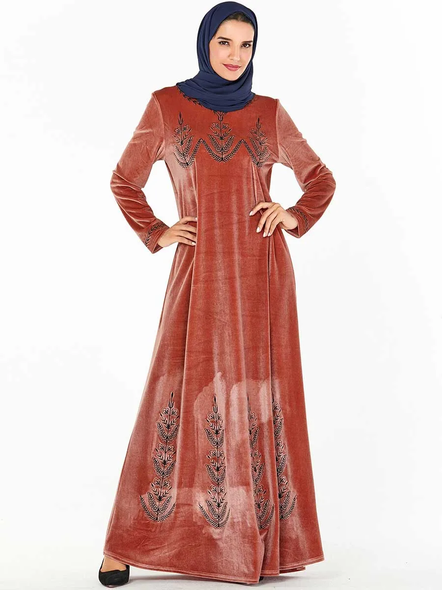 På tilbud! Islamisk tøj velvet muslimske kvinder kjole abaya kaftan kimono lang robe jubah elbise tyrkiet arabisk marokkanske hijab kjoler < engros \ Trekloeveret.dk