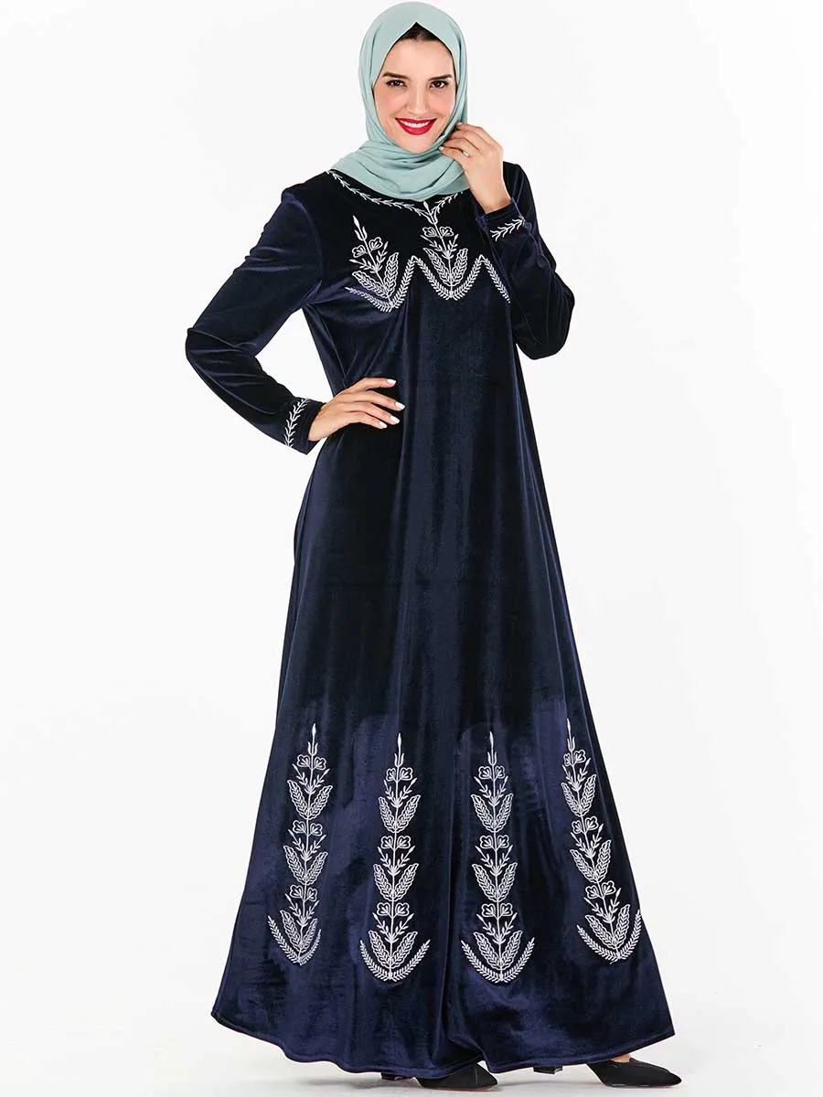 På tilbud! Islamisk tøj velvet muslimske kvinder kjole abaya kaftan kimono lang robe jubah elbise tyrkiet arabisk marokkanske hijab kjoler < engros \ Trekloeveret.dk
