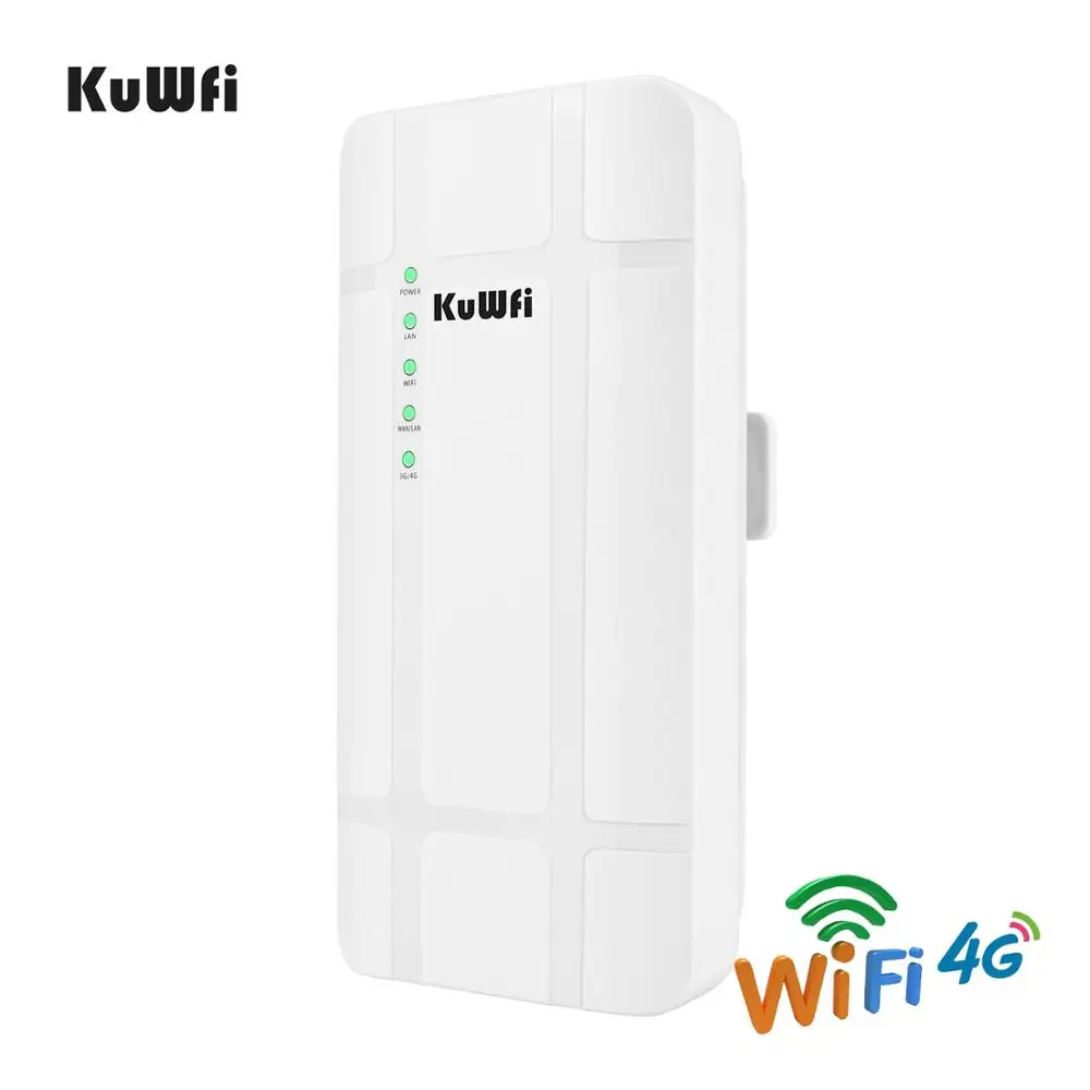 På tilbud! Kuwfi 300mbps udendørs 4g cpe router med poe-adapter cat4 3g/4g sim-kort, wifi router for ip kamera/uden wifi Computer & Kontor \ Trekloeveret.dk