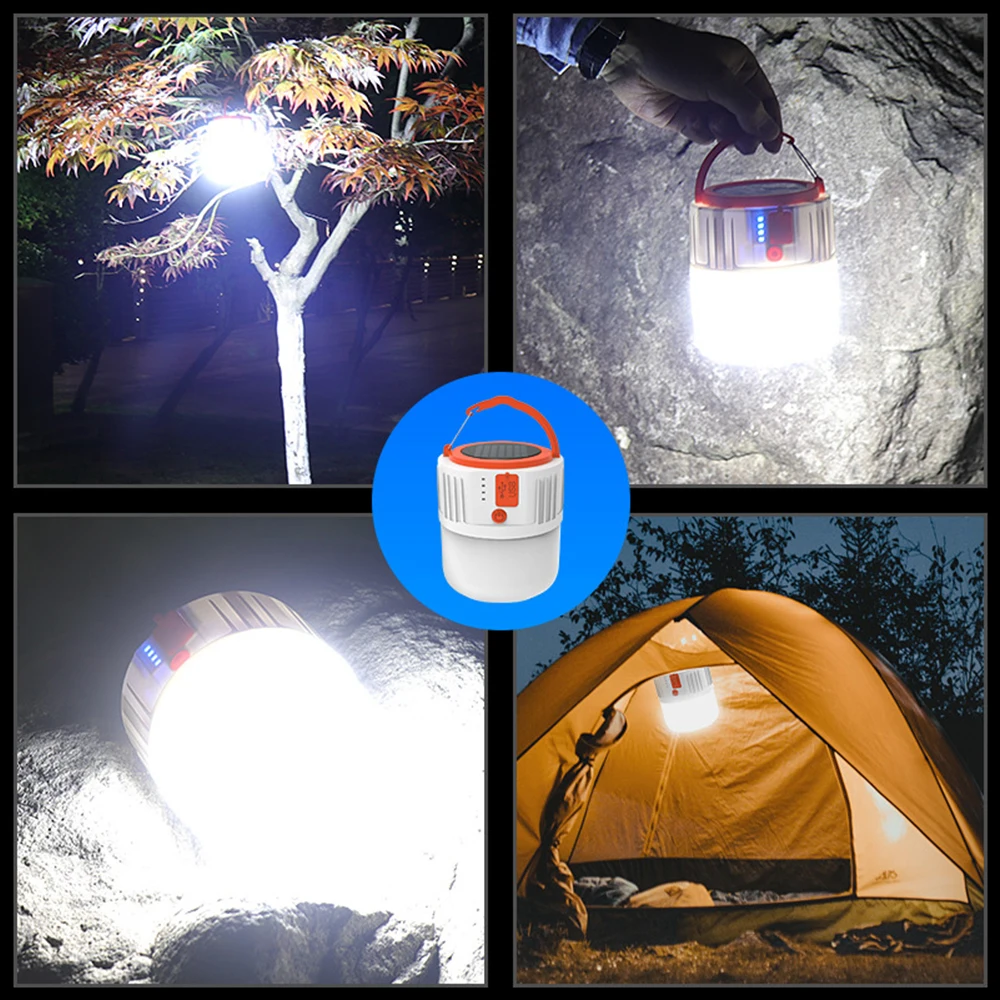 På tilbud! camping lys solar usb-camping lantern waterprof stemme og genopladelige bærbar solcelle lampe til vandring < engros Trekloeveret.dk