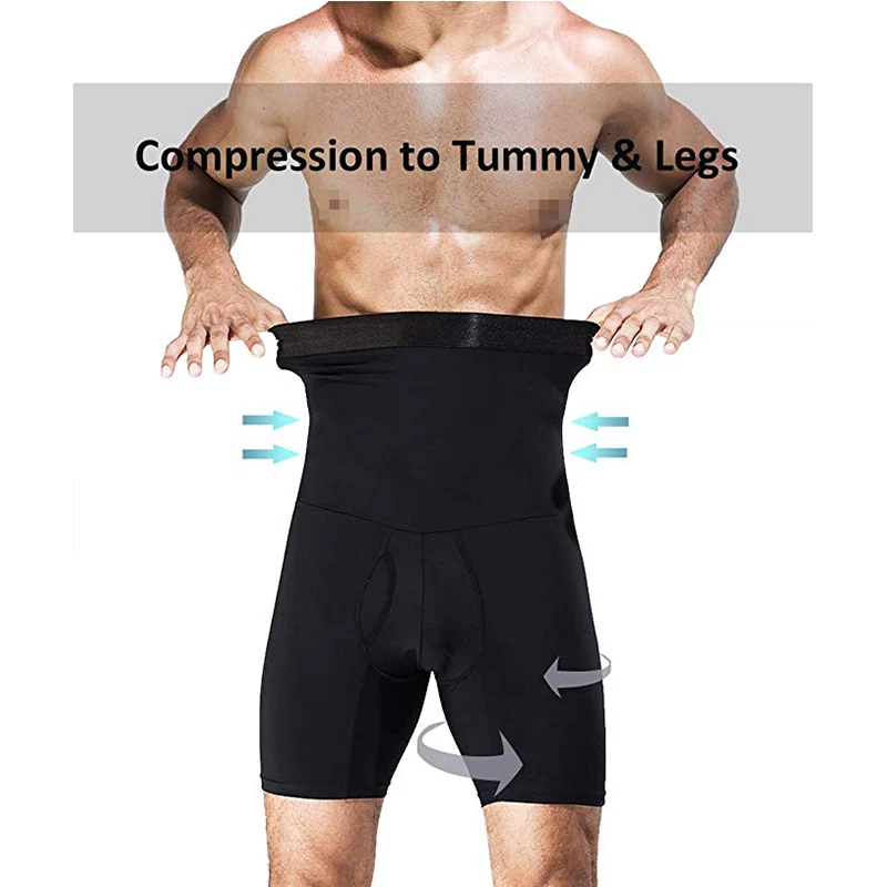 På tilbud! Mænd tummy control shorts høj talje slankende shapewear organ ben undertøj slankere fast kompression trusse < engros \ Trekloeveret.dk