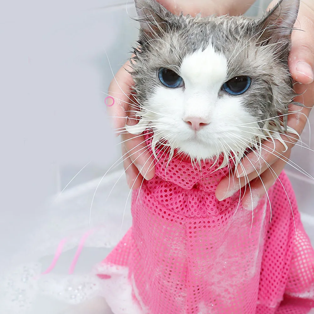 På tilbud! Mesh kat badning katte grooming vaske tasker kat badekar ren pose ingen ridser, bid tilbageholdenhed kat forsyninger skære yt0015 < engros Trekloeveret.dk
