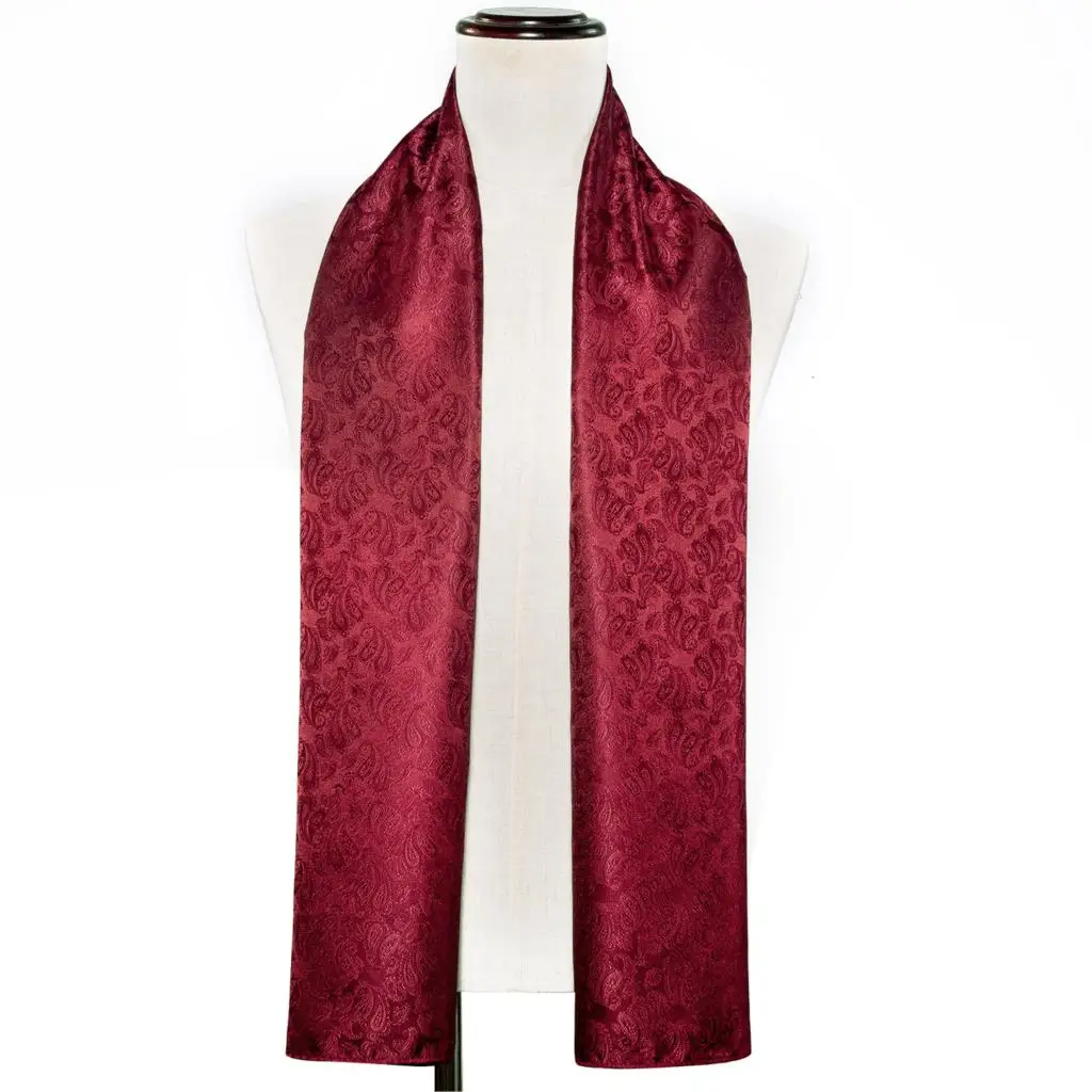 På tilbud! mænd tørklæde rød hvid paisley silke tørklæder efterår og vinter afslappet jakkesæt shirt sjal tørklæde 160*50 cm barry.wang < Tøj Tilbehør \