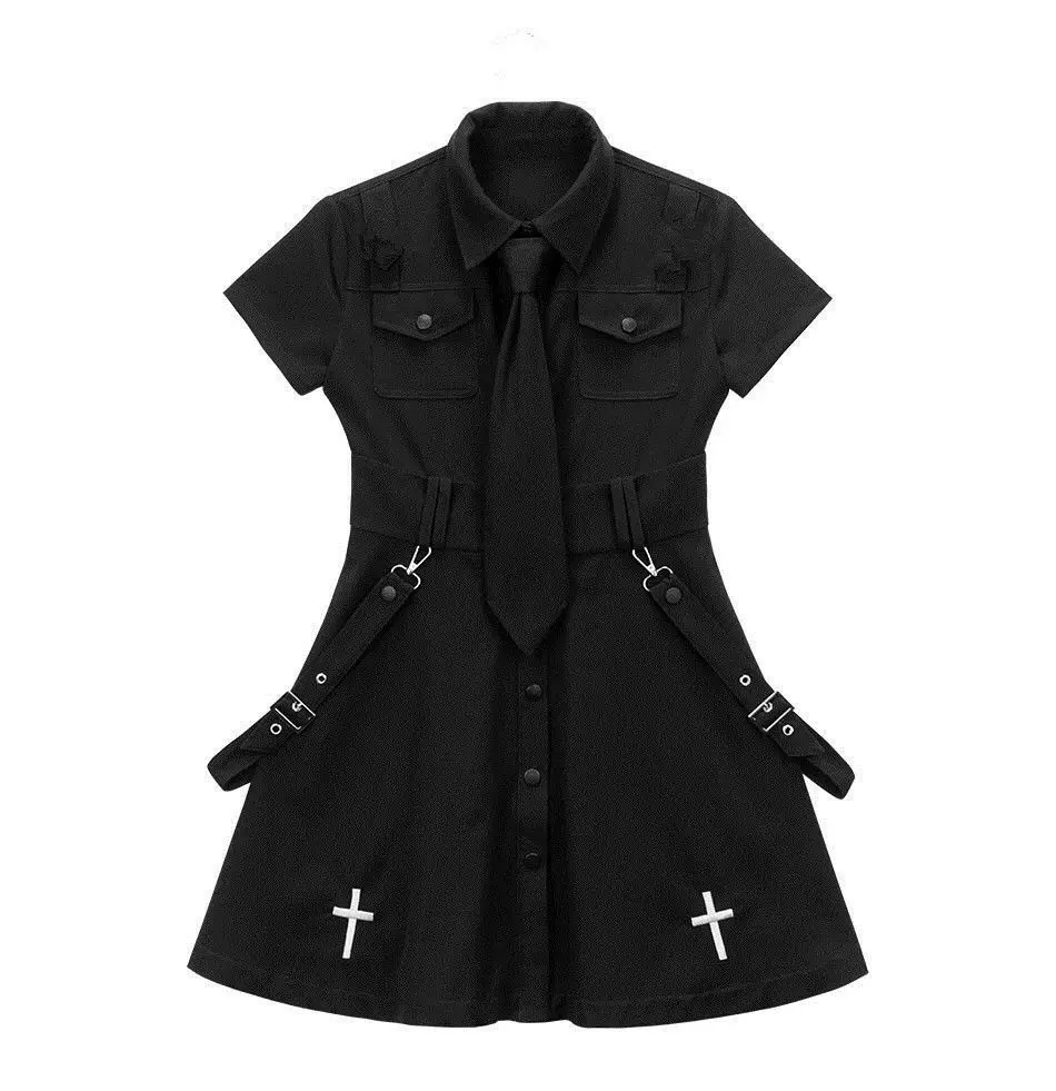 matrix Devise typisk På tilbud! Qweek kvinders goth kjole punk 2021 gotiske harajuku-shirt kjole  gotisk punk rock kjole rave emo tøj mall goth tilbehør < Tøj til kvinder \  Trekloeveret.dk