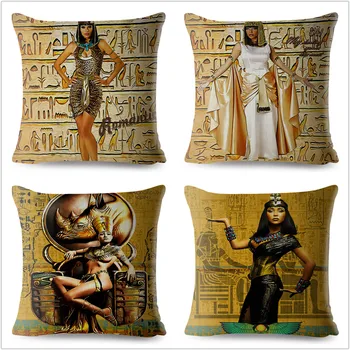 Det Gamle Egypten Cleopatra Totem Print Pude Cover45*45 Kvadratmeter Pudebetræk, Beige Sengetøj, Puder Tilfælde, Sofa Hjem Indretning Pudebetræk