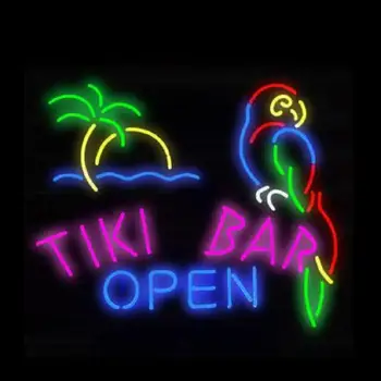 Brugerdefineret Tiki Bar, Der Er Åben Glas Neon Lys Tegn Øl Bar