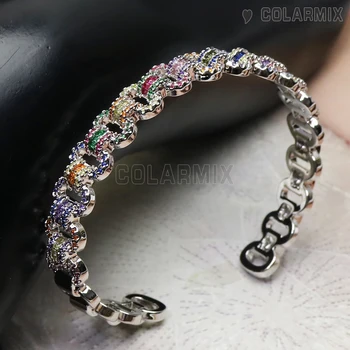 4 STYKKER Mode krystal smykker dobbelt kærligt hjerte cuff bangle zircon tilbehør til kvinder mode smykker zircon tilbehør armbånd 51147
