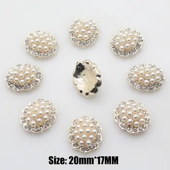 Engros 50stk 20*17mm Ovalt Perle, rhinsten knapper flatback Arch Krystal knap forskønnelse for Håndværk DIY hår bue blomst
