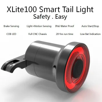 Xlite100 Cykel Baglygter Smart Intelligent Auto Cykling Sensor bremselys USB-Opladning, Road Bike MTB Sikkerhed Bag Baglygter