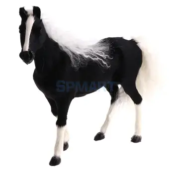 Naturtro Simulation Plys Udstoppede Hest Dyr Model Figur Plys Tal Soft Toy Hjem Dekoration Sort