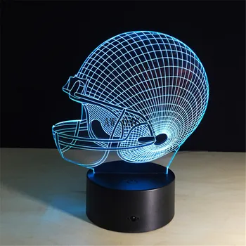 Amerikansk Fodbold Hjelm Sport Caps Stjernede 3D-Lampe Team Logo skræddersyet Multicolors Lava LED-Belysning Nat Luminaria AW-046