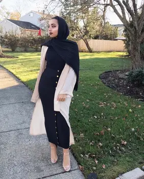 Nye Muslimske Kvinder Lang Nederdel Med Høj Talje Maxi Bodycon Dubai Blyant Nederdele Mode Buttoms