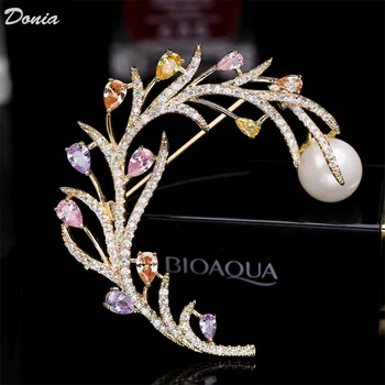Donia smykker Nye mode udsøgt mikro-indlagt zircon damer shell pearl broche tørklæde pin high-end broche tilbehør til beklædningsgenstande