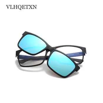 Vintage Solbriller Mænd Polariserede briller Ramme Magnetiske Sunget lasses UV400 Linse Magnet Clip On Optisk Recept Solbrille