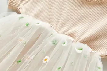 Angoubebe 202H08 prinsesse kjole patchwork girl dress sommeren spædbarn baby girl blomster tyl nederdel med buksedragt design