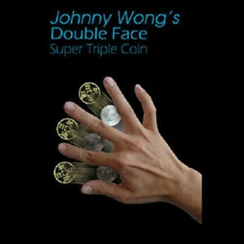 Double Face Super Triple Mønt (Halv Dollar eller Morgan Dollar) ved Johnny Wong Mønt Magiske Tricks Klassiske Magiske Rekvisitter Sjov Gimmick