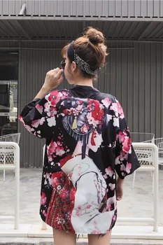 Japansk Kimono Streetwear Kvinder Mode Traditionelle Asiatiske Cardigan Nye style Sommer Løs Yukata Retro Solcreme Pels