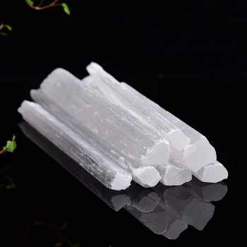 10stk 12-15cm Uregelmæssige Selenite Crystal Stick Wand Polering Krystal Sten Reiki Healing Energi Tilført Sten Bakke Piedestal