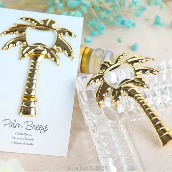 Gratis forsendelse fra kina post luft loverly golden rustfrit stål palm tree oplukker bryllupsfest giveawasy gaver 40pcs