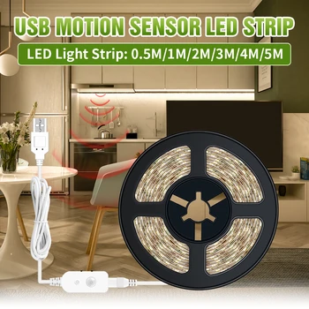 1M 2M 3M 4M 5M Strip Light USB-Fleksibel Lampe Strip LED PIR bevægelsesføler Bånd Bånd LED Vandtæt Tiras LED Under Kabinet Lampe