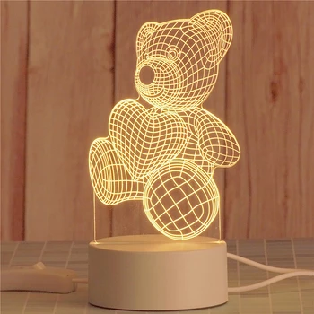 Romantisk Kærlighed 3D-Lampe hjerteformet Ballon Akryl LED Nat Lys, Dekorative Tabel Toy Valentine ' s Day Kæreste kones Gave