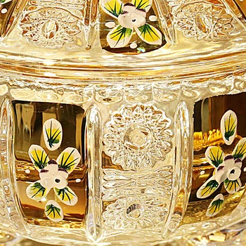 Nordisk Crystal Glass Candy Jar Opbevaring Krukke Med Låg Luksus Emalje Gold-Plated Craft Tank Glas Container Hjem Dekoration
