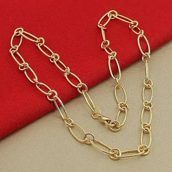 Luksus Mærke 24k Guld Fyldt Vintage Geometriske Kæde Halskæde til Kvinden Mænd Guld Farve Halskæde