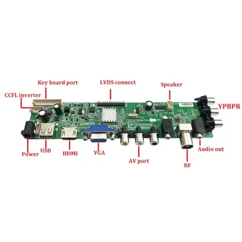 Kit Til LTN156AT09 ekstern DVB-T DVB-T2 LED 1366X768 Signal controller board digital TV LVDS USB-HDMI, VGA AV-15.6