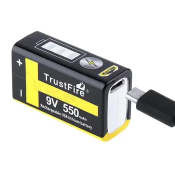 4stk/masse TrustFire 9V 550mAh Genopladeligt Lithium-Batteri med 3A ladestrøm For Multimeter / Trådløse Mikrofon / Alarm