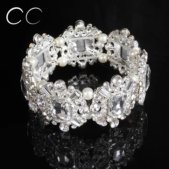 Charmerende luksus bryllup brude smykker til pearl østrigske krystal armbånd armbånd til kvinder party mode smykker E015