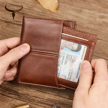 COWATHER ko ægte læder pung til mænd top kvalitets koskind mandlige pung kortholderen tegnebog mode design RFID-Blokering