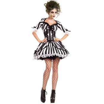 UTMEON Nye Sort Tilføje Hvid Stribe Ghost Brud Kostume til Kvinder er Halloween Zombie Fancy Kjole Part Cosplay Kostumer