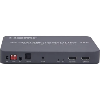 4K@30HZ HDMI Extender 100M 2x6 HDMI switch Sender Med 2 HDMI-indgang + 2 HDMI-udgang + 4 kanaler RJ45 udvidede output
