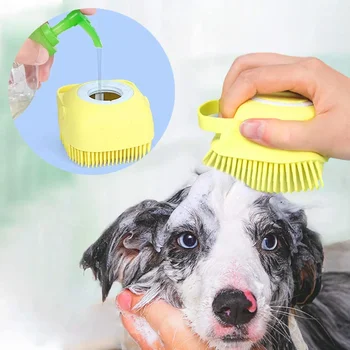 Body Wash Vasker Børsten Silikone Massage Badekar Med Bruser Børste Med Sæbedispenser Blød Hund Shampoo Børste Pet Grooming Børster