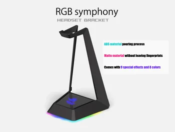 RGB Hovedtelefon Stå ROG Symfoni(8 Effekter) Headset Base Beslag, Tilpassede 10 Logoer 3 USB-Port Udvidelse