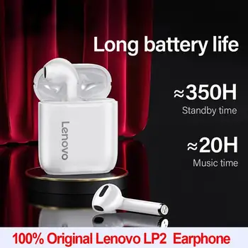 Originale Lenovo LP2 TWS Trådløse Hovedtelefon Bluetooth-5.0 Touch Kontrol Dual Stereo-Bass-Hovedtelefoner med Micphone Sport Earbuds