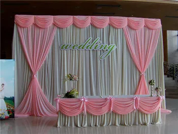 Særtilbud 10ftx10ft paillet bryllup baggrund gardin med tyvekoster baggrund/ bryllup dekoration romantisk Ice silke fase gardiner