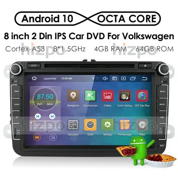 8 tommer 2 Din Android 10 Bil Radio-Afspiller til VW Golf 5 Caddie Passa B6 Seat Leon GPS WIFI Bil DVD-RAM 4 gb ROM 64GB DSP IPS
