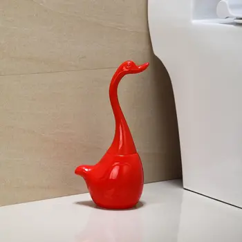 Swan Form Toilet Børste Badeværelse Tilbehør Keramiske Base Plast Håndtag Cleanin