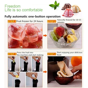 220v 220W DIY Ice Cream Maker Machine Bærbare Størrelse Husstand Bruger Automatisk Frossen Frugt Dessert Maskine