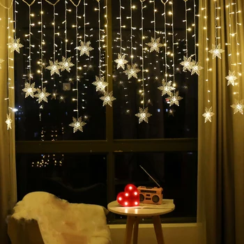 Jul Dekoration LED String Lys Blinkende Lampe Gardin Vandtæt Udendørs Fest Humør Belysning EU/US-Stik