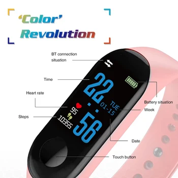 Doolnng M3 Plus Sport Fitness tracker Se Smartband Smart Armbånd Blodtryk pulsmåler Smart band Armbånd til Mænd