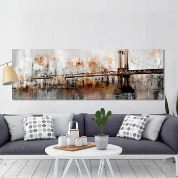 Stor Størrelse 70x210cm - Moderne Abstrakte George Washington Bridge Plakat og Print Væg Kunst, Lærred Maleri Til stuen Indretning