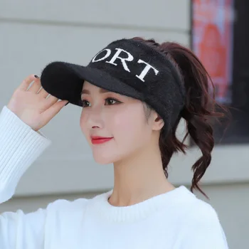 2020 Ny Hat Kvinders Strikke Breve Tom Top Hat Cap Cap Baseball Cap Fashionable Imiteret Mår Velvet for Varmen