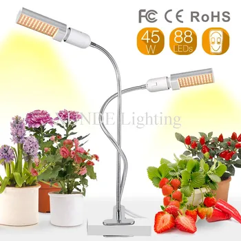LED vækst Lys til Indendørs Plante,45W/50W Sunlike Fulde Spektrum Vokse Lampe, Dual-Hoved Svanehals Plante Lys