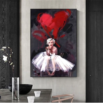 Marilyn Monroe Abstrakt Portræt oliemalerier på Lærred Væg Kunst Postesr og Print til pigens Værelse Indretning Væggen Cuadros Uden Ramme