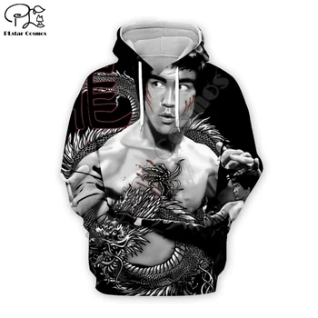 Bruce Lee 3D-print Kung Fu film star hættetrøjer Mænd Kvinder casual sweatshirt Harajuku lange ærmer cool pullover toppe shirt KOFU-008
